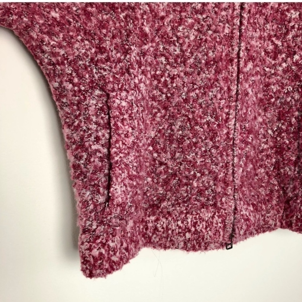 𝅺unique Mohair Knit Short Sleeve Zip Up Stretch Baggy Sweater Cardigan Coat - Picture 12 of 13